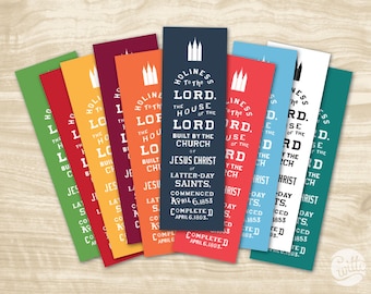 Digital File - Bookmark LDS Art, SLC Temple "Holiness to the Lord, the House of the Lord", 10 colors, handout