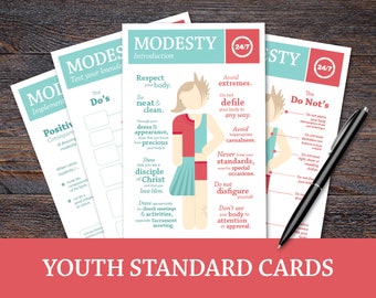 The 24/7 Project: Modesty; Youth Standard Cards, LDS Young Women activity, personal progress, FHE