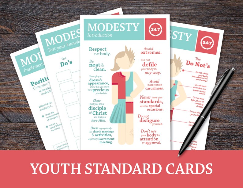The 24/7 Project Modesty Youth Standard Cards LDS Young Etsy