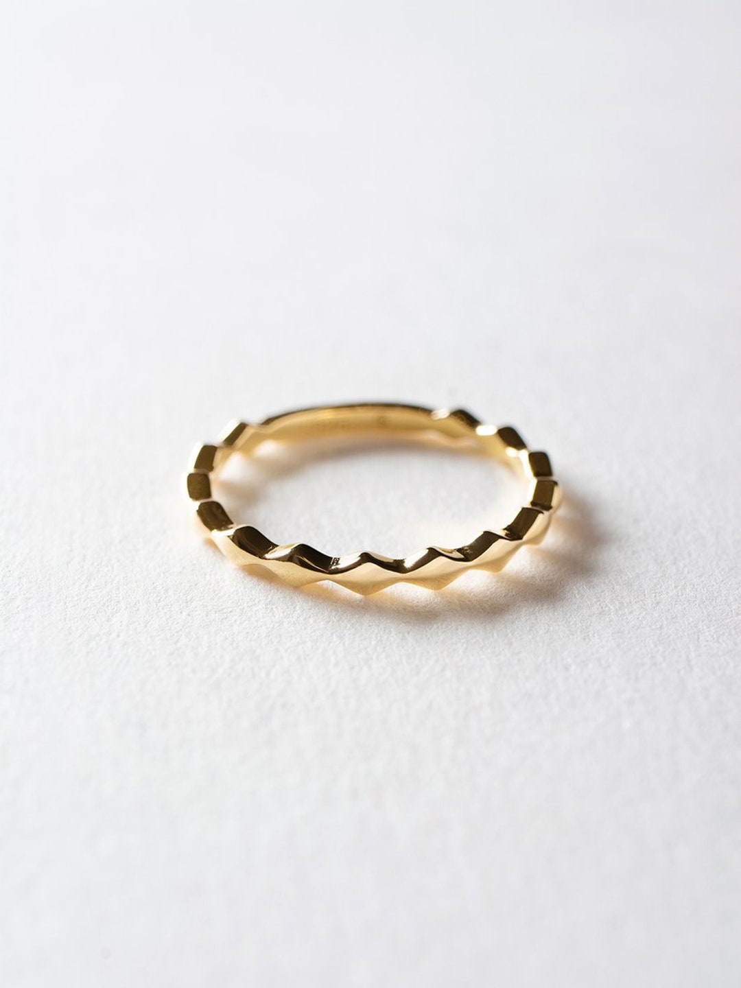 Pattern Eternity Gold Vermeil Diamond Pattern Eternity Ring | Minimalist 14k Gold-plated ...