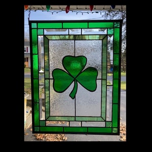 Custom Shamrock Stained Glass Panel