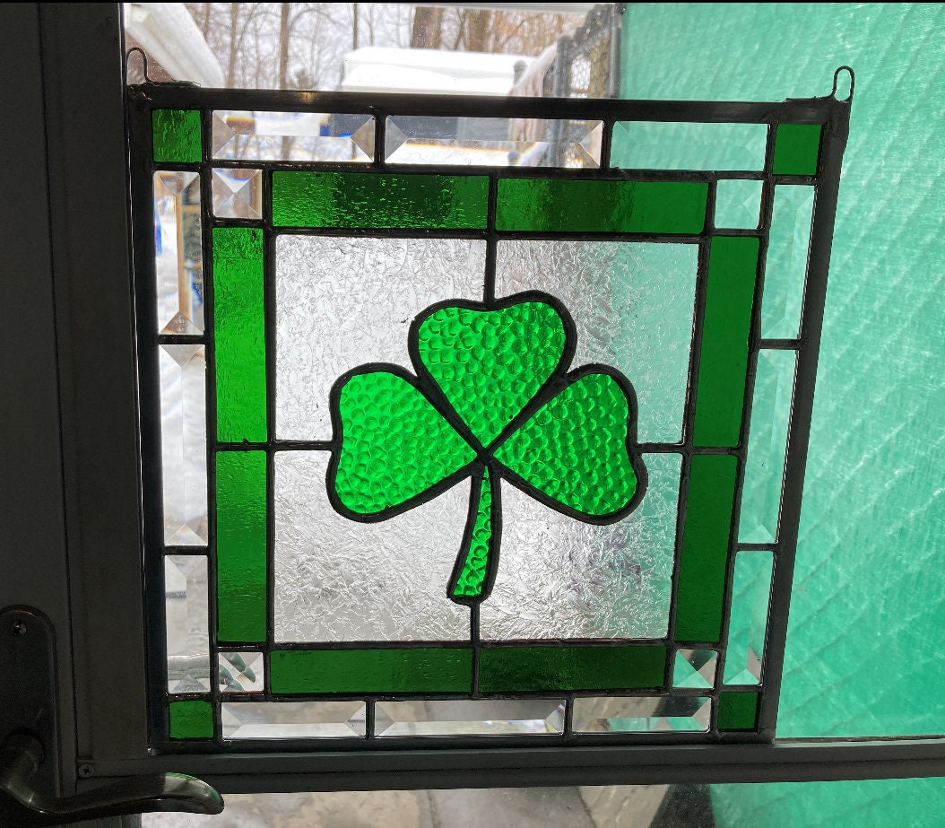 Shamrock Stained Glass Panel Etsy Canada
