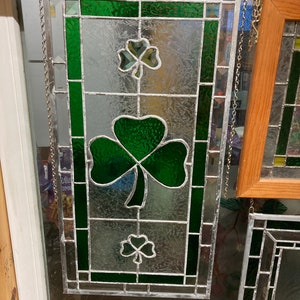 Custom Shamrock Stained Glass Panel