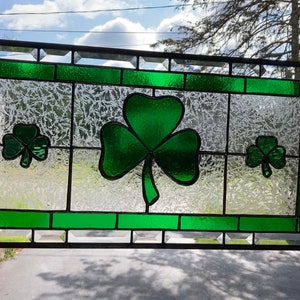 Custom Shamrock Stained Glass Panel