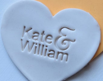 Personalized Wedding Heart Cookie Stamp & Cutter Set