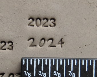 Mini Year Pottery Stamp, 2024 Pottery Stamp, Clay Stamp, Polymer Clay Stamp, Fondant Stamp, Cookie Stamp (AS07)
