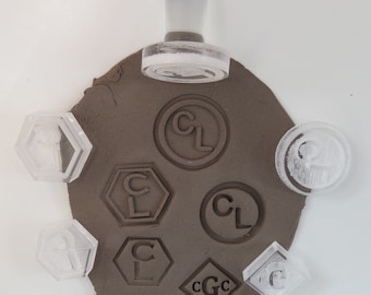 Personalized Initial Pottery Stamp: Acrylic Clay, Soap, Cookie Embosser