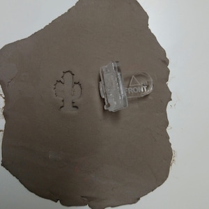 Timbre de poterie de cactus, tampon d’argile, timbre d’argile polymère, timbre fondant, tampon de biscuit