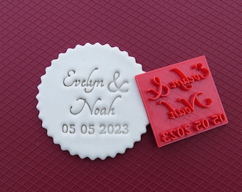 Personalized Wedding Name with Date Cookie Fondant Icing Stamp Stencil Wedding Biscuit Cake Decorating Cookie Cutter Custom