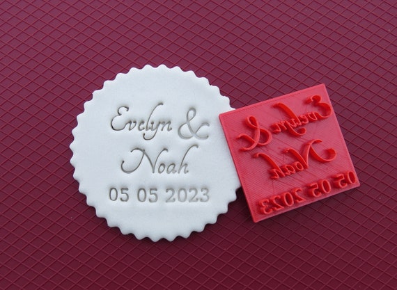 Personalized Wedding Name with Date Cookie Fondant Icing Stamp Stencil Wedding Biscuit Cake Decorating Cookie Cutter Custom