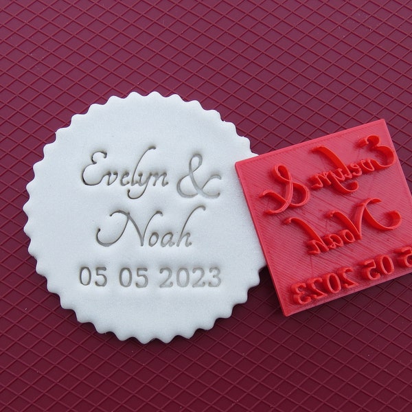 Personalized Wedding Name with Date Cookie Fondant Icing Stamp Stencil Wedding Biscuit Cake Decorating Cookie Cutter Custom