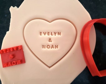 Personalized Wedding Name Cookie Fondant Icing Stamp Stencil Wedding Biscuit Cake Decorating Cookie Cutter Custom(PS09)