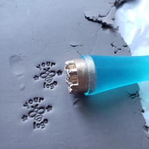 Custom Brass Pottery Stamp: Personalized Ceramic Logo Stamp with Handle SKU# BS01