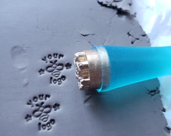 Custom Brass Pottery Stamp: Personalized Ceramic Logo Stamp with Handle SKU# BS01