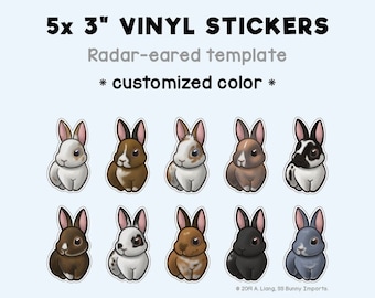 5x Custom bunny stickers - customized rabbit gift, custom rabbit art, custom bunny art, pet portrait, rabbit portrait, bunny portrait