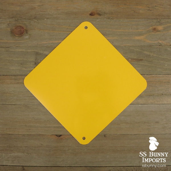 Blank 6" caution yellow square sign; diamond aluminum sign, yellow sign, sign supplies, caution sign, warning sign, mini sign, toy sign