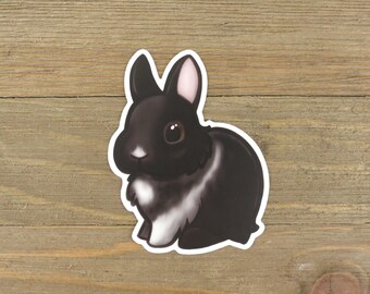 black tan netherland dwarf bunny sticker printed chibi rabbit etsy