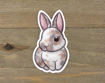 black japanese harlequin rabbit sticker printed chibi black etsy