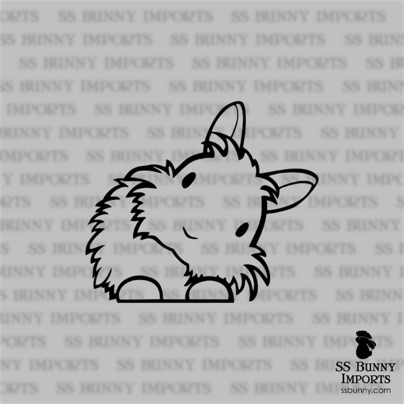 Peering Cute Head Tilt Lionhead Bunny Decal; Rabbit Car Sticker ...