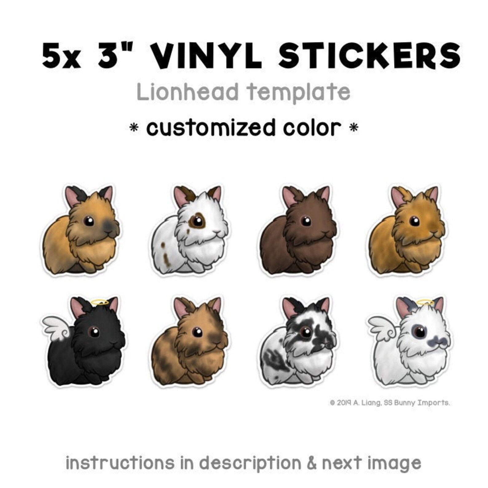 5x Custom lionhead rabbit stickers personalized rabbit gift | Etsy