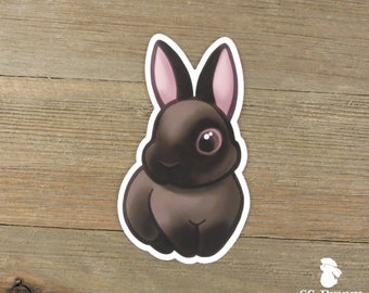 Siamese sable rabbit sticker; cute printed vinyl bunny sticker, waterproof, weatherproof