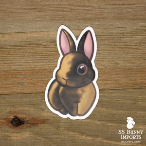 Black Japanese harlequin rabbit sticker; rabbit water bottle sticker, bunny water bottle sticker, rabbit food jar sticker, bunny food jar