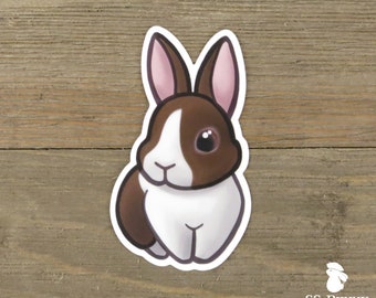 Harlequin Dutch Bunny Sticker Cute Printed Vinyl Rabbit | Etsy