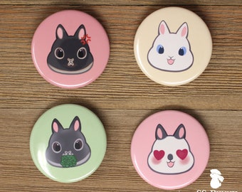 Botones de pinback de 1.5" bunny emote; botones de pinback de emote de conejo, pines de conejito emote, pines de emote de conejo, pines de conejo enano, pines de conejo enano