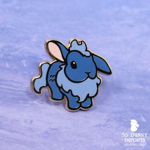 Aquarius bunny horoscope hard enamel pin - half lop mermaid lapel pin, aquarius zodiac bunny pin, aquarius astrology rabbit pin, cute bunny
