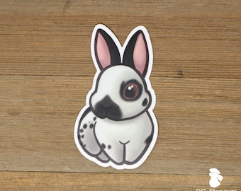 Black Dutch Rabbit Sticker Cute Printed Vinyl Bunny Sticker, Waterproof ...