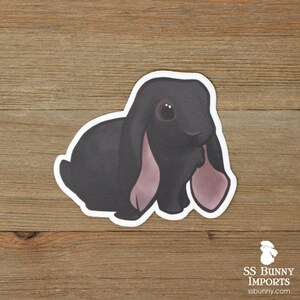 Black English Lop sticker; printed black bunny laptop sticker, waterproof, weatherproof