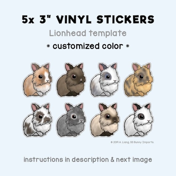 Rabbit Stickerᕱᘏ ゛専用 Chinchilla Lionhead Rabbit Sticker; Cute Gray Lionhead Bunny