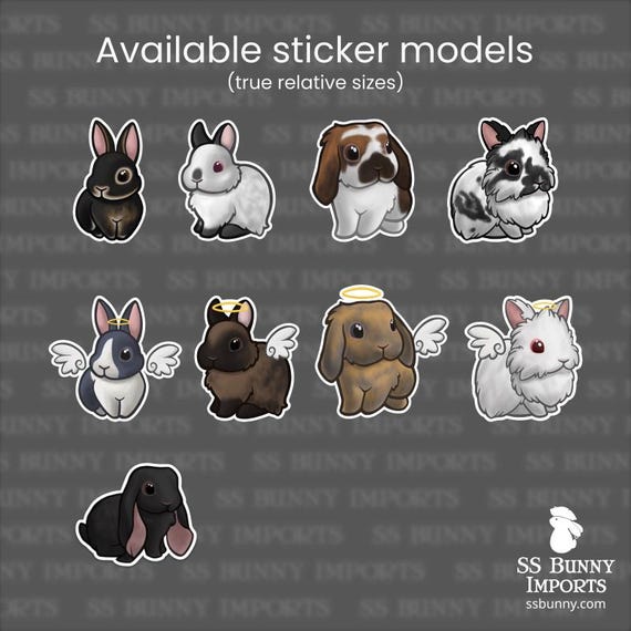 Chocolate Brown Lionhead Rabbit Sticker; Cute Bunny Sticker