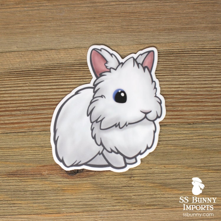 Blue-eyed White Lionhead Rabbit Sticker; Cute White Bunny Sticker ...