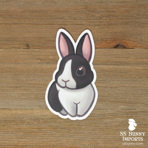 Harlequin Dutch Bunny Sticker Cute Printed Vinyl Rabbit | Etsy
