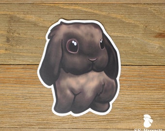 Black tort lop rabbit sticker; lop rabbit bumper sticker, lop bunny bumper sticker, cute bunny car sticker, cute rabbit car sticker