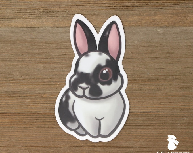 Peering Cute Angora Bunny Sticker Rabbit Car Decal, Bunny Laptop Decal ...