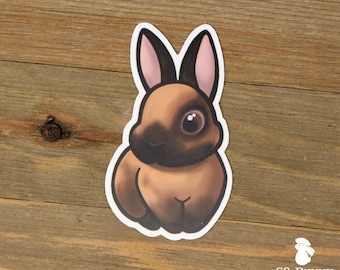 Cinnamon bunny sticker; vinyl rabbit sticker, rabbit car sticker, mini rex rabbit laptop sticker, bunny tablet sticker, rabbit gift sticker