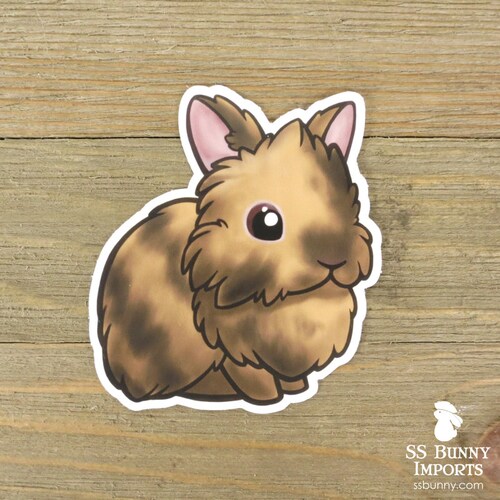 Black Tort Lionhead Rabbit Sticker Cute Lionhead Bunny - Etsy