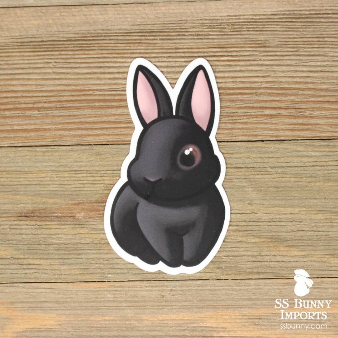 Black Bunny Sticker; Black Rabbit Sticker, Black Bunny Gift, Black ...