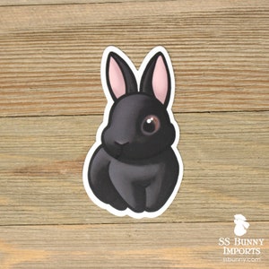 Black bunny sticker; black rabbit sticker, black bunny gift, black rabbit gift, bunny lover gift, rabbit lover gift, waterproof sticker