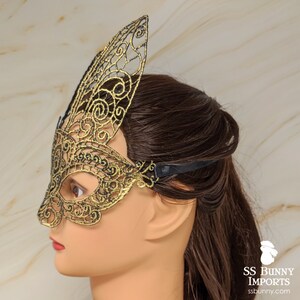 Blue lace bunny masquerade mask; Halloween bunny costume, friends matching rabbit mask, bunny costume party image 3