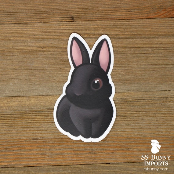 Black bunny sticker black rabbit sticker black bunny gift | Etsy