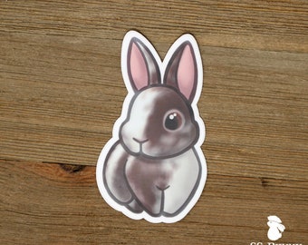 Schokolade braun Elster Harlekin Kaninchen Aufkleber; süße Hase Aufkleber, süße Kaninchen Dekoration, Kaninchen Vinyl-Aufkleber, Hase Vinyl-Aufkleber