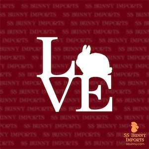 Dwarf rabbit love sticker; bunny car decal / laptop decal / tablet decal, glossy white