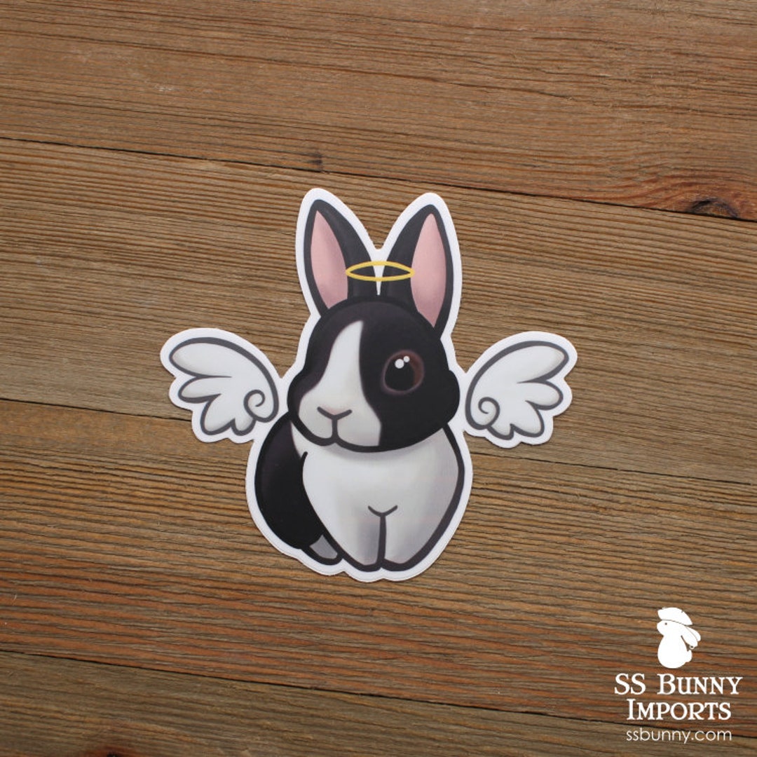 Black Dutch Bunny Angel Sticker; Black Dutch Rabbit Memorial Sticker ...