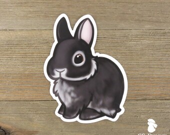 Black Dutch Rabbit Sticker Cute Printed Vinyl Bunny Sticker - Etsy