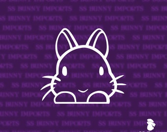 Peeking cute dwarf rabbit sticker; dwarf bunny car decal, rabbit laptop decal, Polish rabbit gift, Netherland Dwarf gift, baby rabbit decal