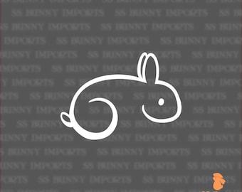 Simple bunny decal; rabbit car sticker / laptop sticker / phone sticker, glossy white