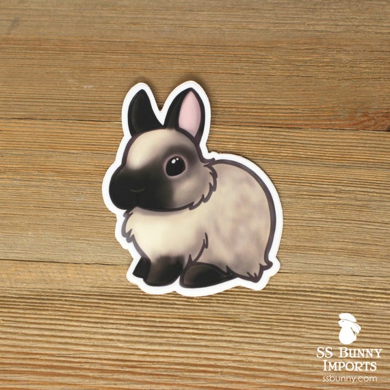 Sable Point Netherland Dwarf Bunny Sticker; Cream Brown Rabbit